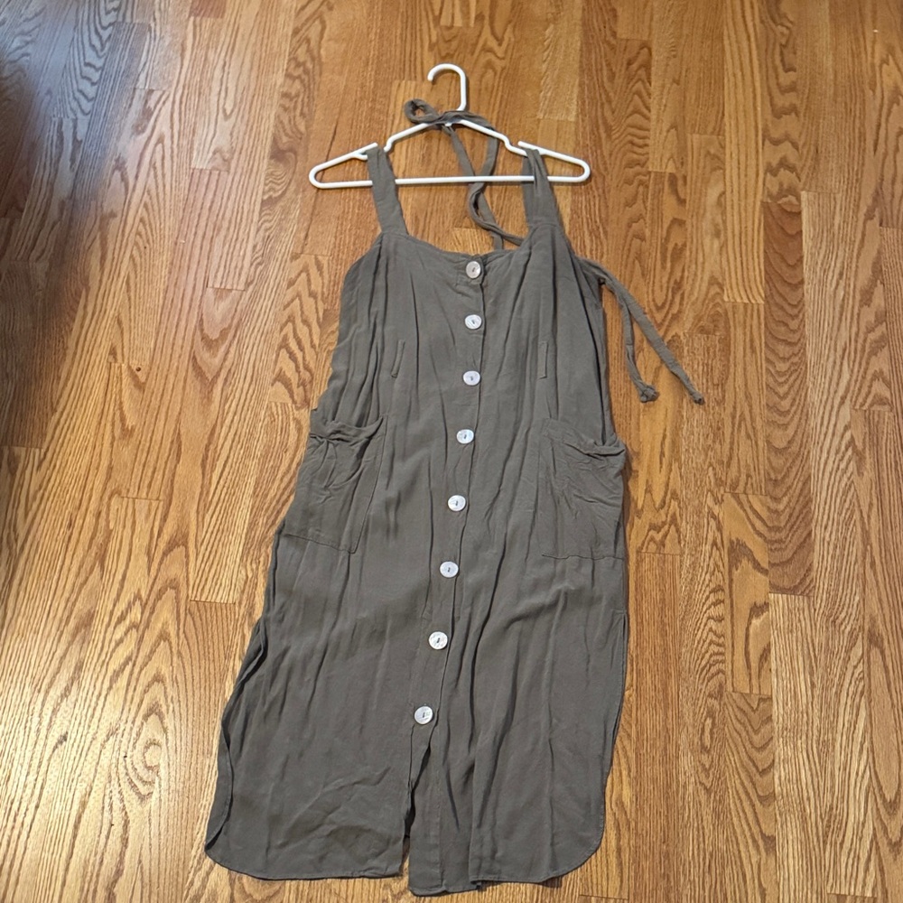 Umgee Olive Button-Down Dress